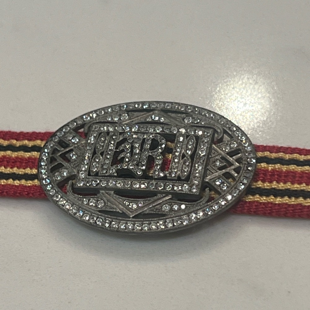 Rugby by Ralph Lauren Crystal Embellished Logo Plaque Ribbon Wrap Bracelet - Picture 8 of 17